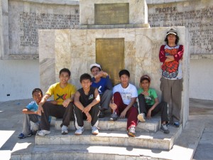 Members of Parkour Lucena. From left to right: Levi (second from left), Francis, Jabbie, Allan, Julius, Stan