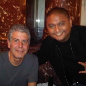 Mr. Villanueva with Anthony Bourdain back in 2010. Photo from Cafe Maceo Maceo Facebook page