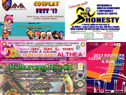 Events for the month of March in Lucena City